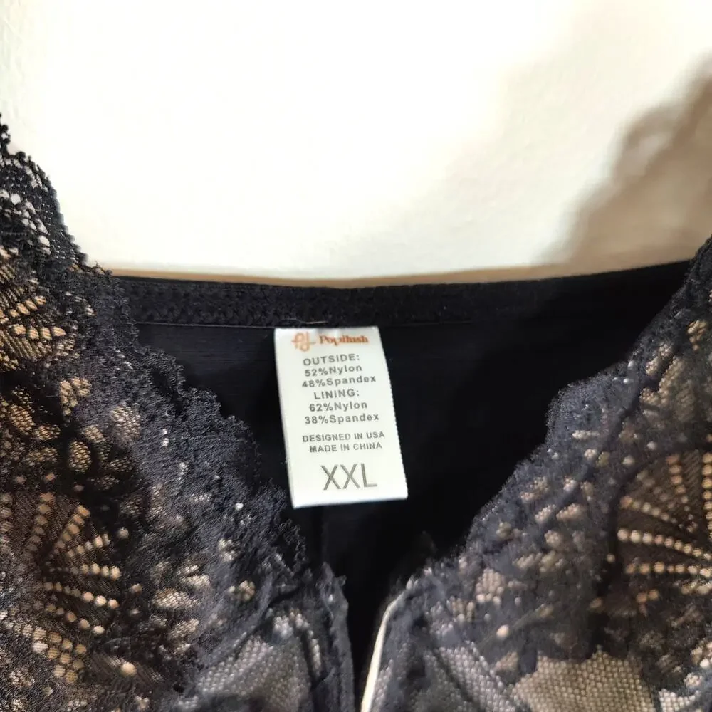 Popilush Lace Underwire Full Slip Dress XXL Black Lingerie Y2K Glam - Picture 4 of 4